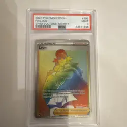 Pokemon Leon 195/185 SWSH Vivid Voltage Secret Rare Full Art Holo PSA 9 - Image 1