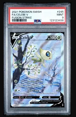 Celebi V Alternate Full Art 245/264 Swsh08: Pokemon Fusion Strike Mint PSA 9 - Image 1