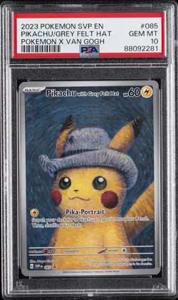 2023 POKEMON SVP EN-SV BLACK STAR PROMO #085 PIKACHU WITH GREY FELT HAT PSA 10 - Image 1