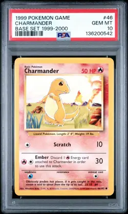 Charmander Base Set Unlimited 1999 Pokemon 💎PSA 10 Gem Mint 💎 - Image 1