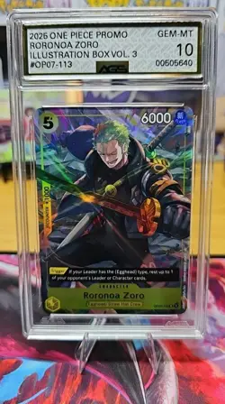 One Piece CCG Roronoa Zoro Illustration Box Vol. 3 OP07-113 AGS 10 - Image 1