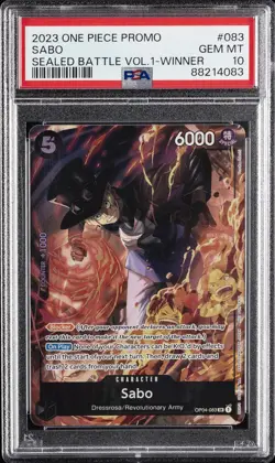 2023 ONE PIECE PROMOS SEALED BATTLE VOL.1-WINNER #083 SABO PSA 10 - Image 1