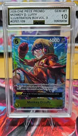 One Piece CCG Monkey D Luffy Illustration Box Vol. 3 OP07-109 AGS 10 - Image 1
