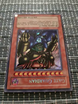 Old School 1996 YuGiOh Secret Rare Holofoil Card Gate Guardian MRD-000 - Image 5