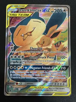 EEVEE & SNORLAX GX Tag Team Black Star Promo SM169 NM Pokemon Card 2019 - Image 1