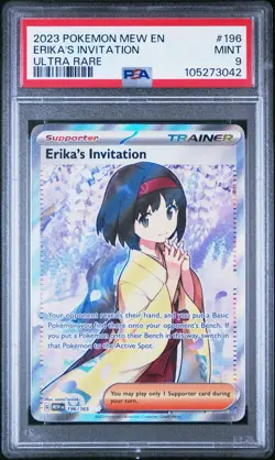 PSA 9 MINT Erika’s Invitation #196 Full Art Pokemon 151 Card ENGLISH - Image 1