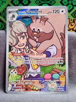 Pokemon TCG Arven's Greedent Holo Card 205/182 Sv10: Destined Rivals - Image 1