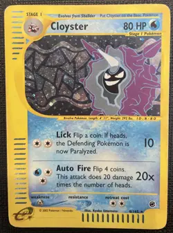 Pokemon TCG Cloyster Expedition Base Set Holo Rare Card 8/165 MP Condition - Image 1