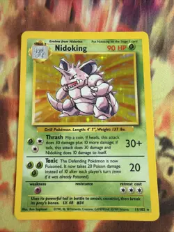 Pokemon TCG Card English Base Set Nidoking 11/102 Holo Rare MP - Image 1