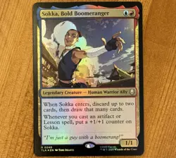 Sokka, Bold Boomeranger [Prerelease] R 0240, NM Foil Promo, MTG Avatar TLA Stamp - Image 1