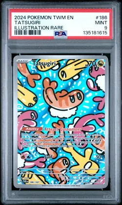 2024 POKEMON TWM EN-TWILIGHT MASQUERADE ILLUSTRATION RARE #186 TATSUGIRI PSA 9 - Image 1