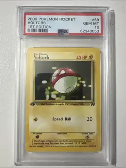 Pokemon PSA 10 1st Edition Voltorb 69/82 Team Rocket - Image 1