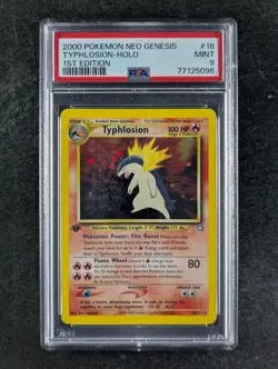 2000 Pokemon TYPHLOSION 18/111 Neo Genesis 1st Edition Holo Rare English PSA 9 - Image 1
