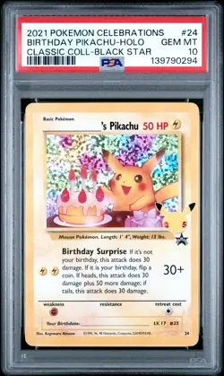 2021 POKEMON CELEBRATIONS CLASSIC COLLECTION #24 BIRTHDAY PIKACHU-HOLO PSA 10 - Image 1