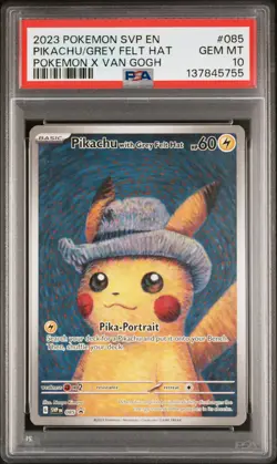 2023 POKEMON SVP EN-SV BLACK STAR PROMO #085 PIKACHU WITH GREY FELT HAT PSA 10 - Image 1