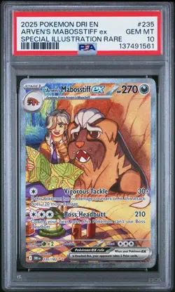 2025 POKEMON DRI SPECIAL ILLUSTRATION RARE #235 ARVEN'S MABOSSTIFF EX PSA 10 - Image 1