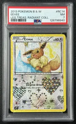 EEVEE PSA 7 2013 POKEMON B & W LEGENDARY TREASURES #RC14 RADIANT COLL 940 - Image 1