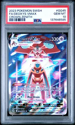 2023 POKEMON SWORD & SHIELD CROWN ZENITH #GG45 FULL ART/DEOXYS VMAX PSA 10 - Image 1