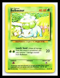 💥 1999 Pokemon Set Unlimited Bulbasaur Common # 44/102 Vintage - Image 1