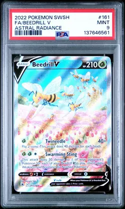 2022 POKEMON SWORD & SHIELD ASTRAL RADIANCE #161 FULL ART/BEEDRILL V PSA 9 - Image 1