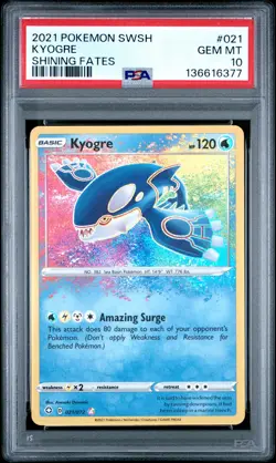 2021 POKEMON SWORD & SHIELD SHINING FATES #021 KYOGRE PSA 10 - Image 1