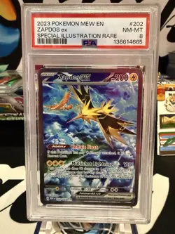Pokemon Zapdos ex 202/165 Scarlet & Violet 151 Illustration Rare Holo PSA 8 JW - Image 1