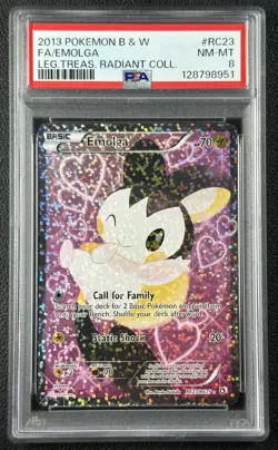 EMOLGA PSA 8 2013 POKEMON B & W LEGENDARY TREASURES #RC23 FA RADIANT COLL 8951 - Image 1