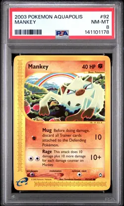 2003 POKEMON AQUAPOLIS #92 MANKEY PSA 8 - Image 1