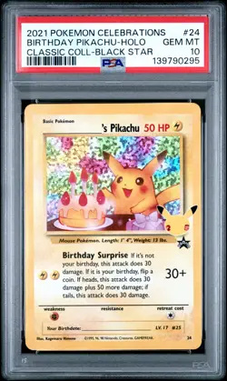 2021 POKEMON CELEBRATIONS CLASSIC COLLECTION #24 BIRTHDAY PIKACHU-HOLO PSA 10 - Image 1