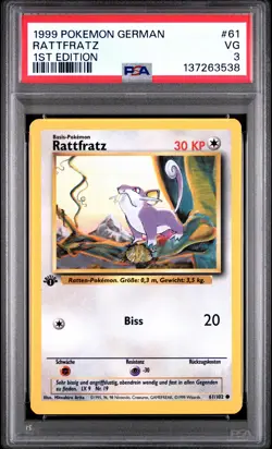 1999 POKEMON GERMAN 1ST EDITION #61 RATTFRATZ PSA 3 - Image 1