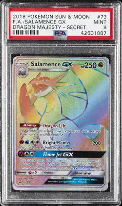 2018 POKEMON SUN & MOON DRAGON MAJESTY SECRET #73 FULL ART/SALAMENCE GX PSA 9 - Image 1