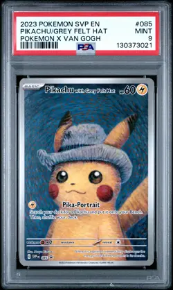 2023 POKEMON SVP EN-SV BLACK STAR PROMO #085 PIKACHU WITH GREY FELT HAT PSA 9 - Image 1