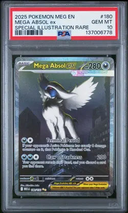 2025 POKEMON MEGA EVOLUTION SPECIAL ILLUSTRATION RARE #180 MEGA ABSOL EX PSA 10 - Image 1