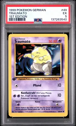 1999 POKEMON GERMAN 1ST EDITION #49 TRAUMATO PSA 5 - Image 1