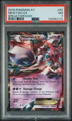 2015 POKEMON XY BREAKTHROUGH #62 MEWTWO EX PSA 7 - Image 1