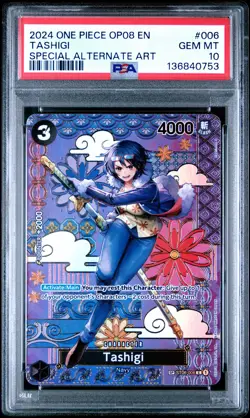 2024 ONE PIECE OP08-TWO LEGENDS SPECIAL ALTERNATE ART #006 TASHIGI PSA 10 - Image 1