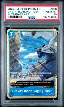 2025 ONE PIECE PRB02-PREMIUM BOOSTER ALT ART GRAVITY BLADE RAGING TIGER PSA 10 - Image 1