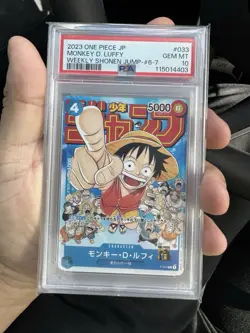 One Piece Japanese Monkey D. Luffy P-033 Promo Weekly Shonen Jump #6-7 PSA 10 - Image 1