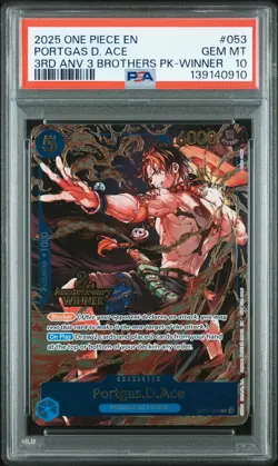 2025 ONE PIECE 3RD ANV TOURNAMENT 3 BROTHERS PACK WINNER PORTGAS D. ACE PSA 10 - Image 1