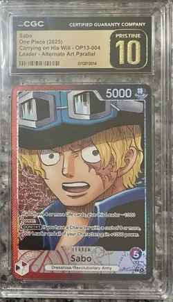 Sabo Alternate Art Leader OP13-004 Carrying On His Will - EN CGC 10 Pristine - Image 1