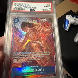 2023 One Piece MONKEY D LUFFY Alt Art #OP02-062 Paramount War English PSA 10 - Image 2