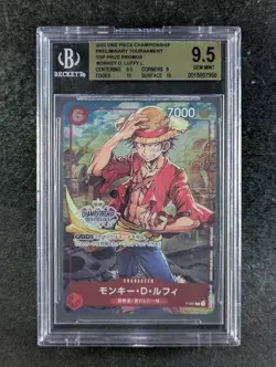 2022 One Piece MONKEY D. LUFFY P-001 Tournament Promos Championship JPN BGS 9.5 - Image 1