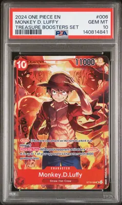 2024 One Piece EN Monkey.D.Luffy #ST10-006 SR Treasure Boosters Set PSA 10 (841 - Image 1
