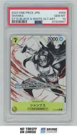 2023 One Piece The Three Brothers B&W Alt Art JPN Shanks PSA 10 #ST13-009 - Image 1