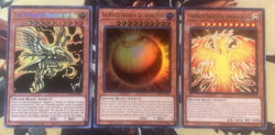 Yugioh: Winged Dragon Of Ra 3 Card GOD CARDS Variant Set 1st Edition w/2 Holo NM - Image 1
