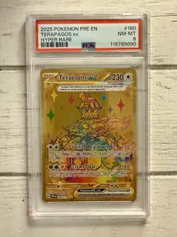 Pokemon TCG Terapagos EX Prismatic Evolutions Holo Hyper Rare Card 180/131 PSA 8 - Image 1