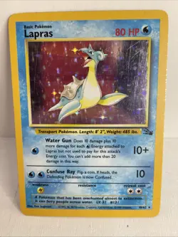 Pokemon TCG Lapras Fossil Holo Unlimited Rare Card 10/62 MP Condition - Image 1
