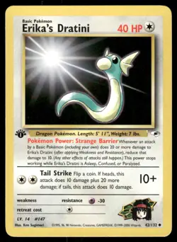 Pokemon Cards Erika's Dratini 42/132 1ST EDITION Gym Heroes WOTC Uncommon NM - Image 1