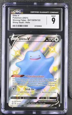 CGC 9 MINT Shiny Ditto V Full Art SV118/SV122 Shining Fates Pokemon Card psa - Image 1