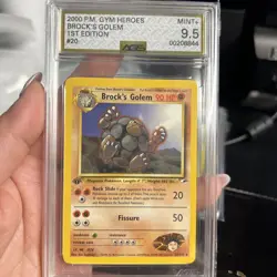 AGS 9.5 Gem Mint Brock's Golem Gym Heroes 1st Edition 20/132 WOTC Pokemon Card - Image 1